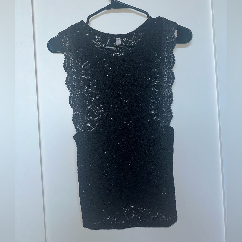 Free People Intimately  Black Lace Top Small